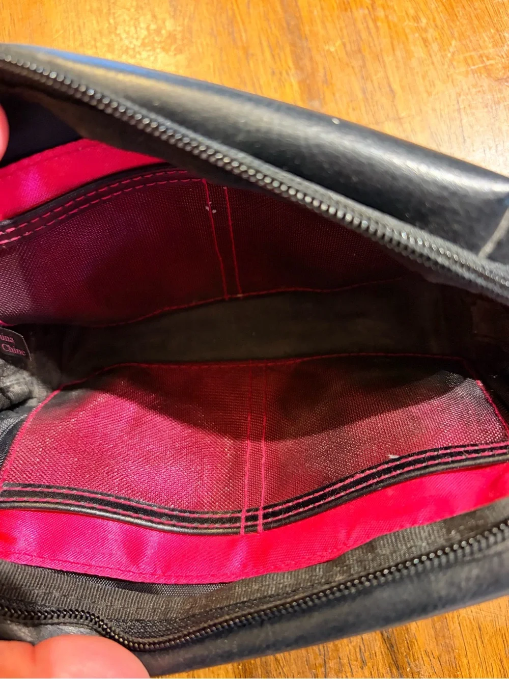 Mary Kay Girlfriend Black Leather Cosmetic Pouch with Pink MK Patch